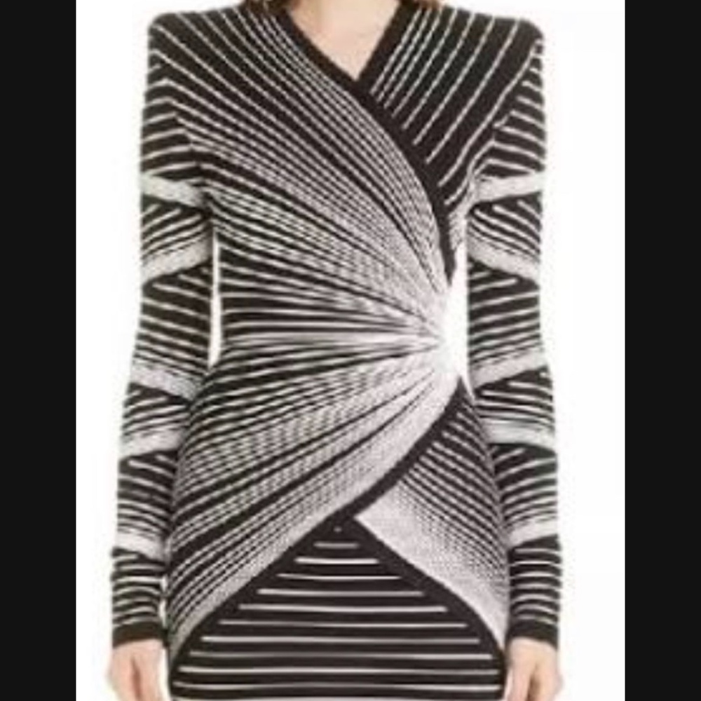 Balmain Dress | Black & White Optical Effect Faux Dress